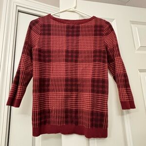 Ann Taylor medium maroon  plaid 3/4 length sleeve skirt